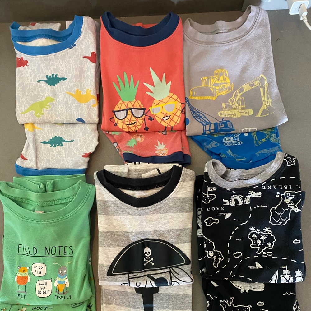 Six pairs toddler boys summer pj shorts sets